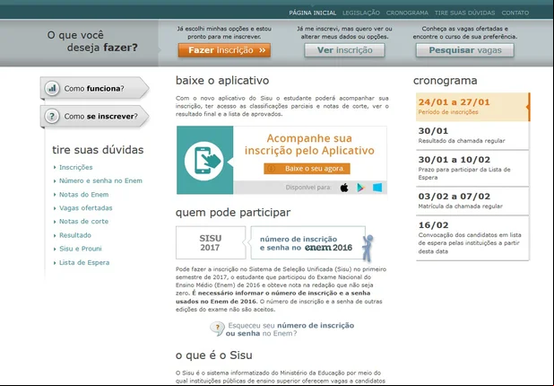 Sisu abre inscrições para o primeiro semestre